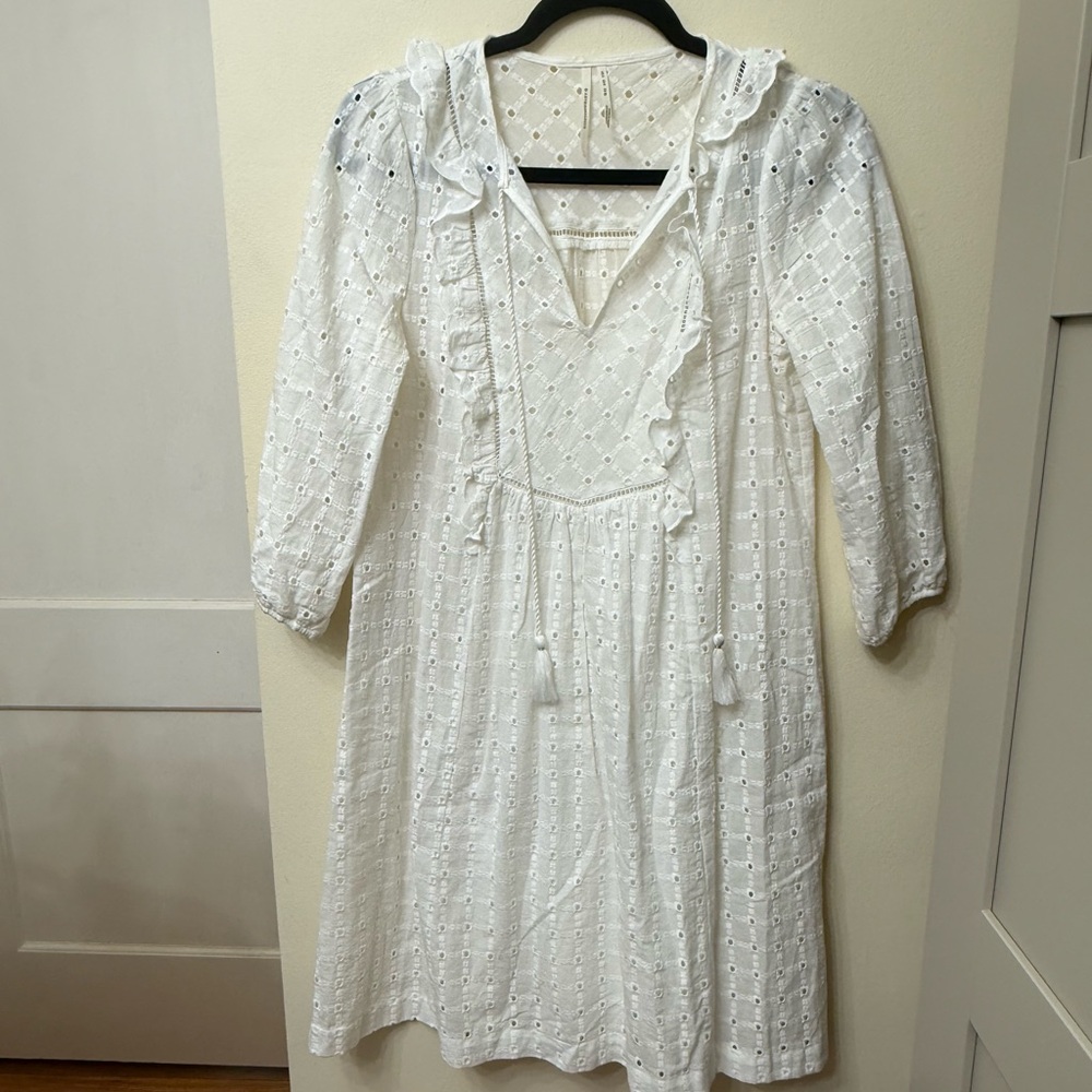 Anthropologie / XS / Eyelet Broderie Lace Dress / Beach, Cottage, Coastal, Boho - Picture 3 of 11